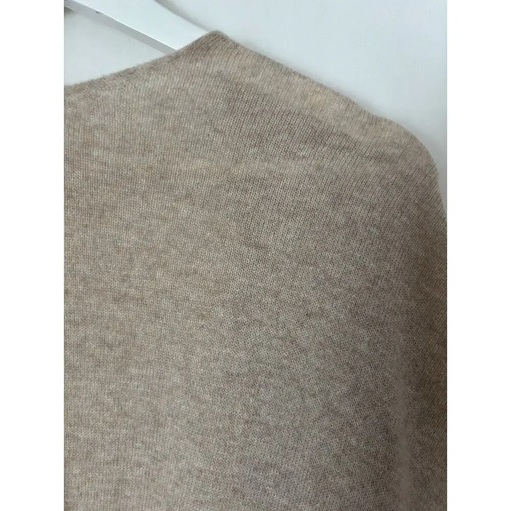 Garnet Hill Cashmere Wrap Shawl OS Womens Long Oat Heather Fringe Soft